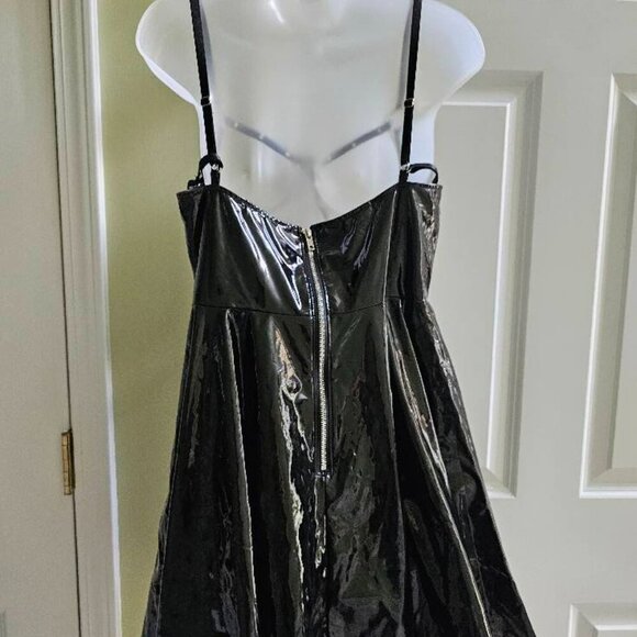 Dolls Kill Horoscopez Black PVC Rhinestone Suspender Skirt Dress Large - Picture 8 of 15